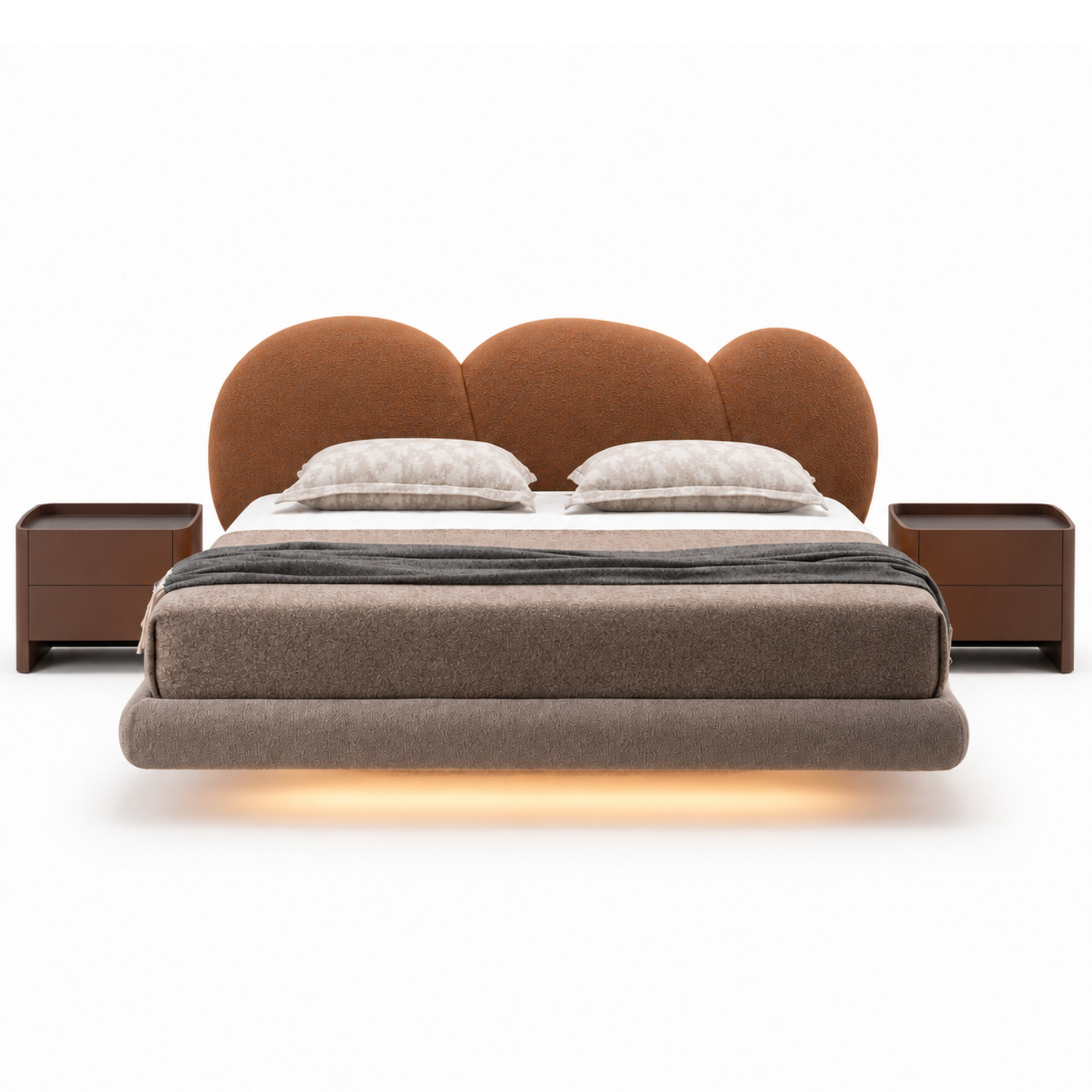 床｜BED-0002｜羊驼绒 悬浮床体 / 黑色铁脚 带灯带