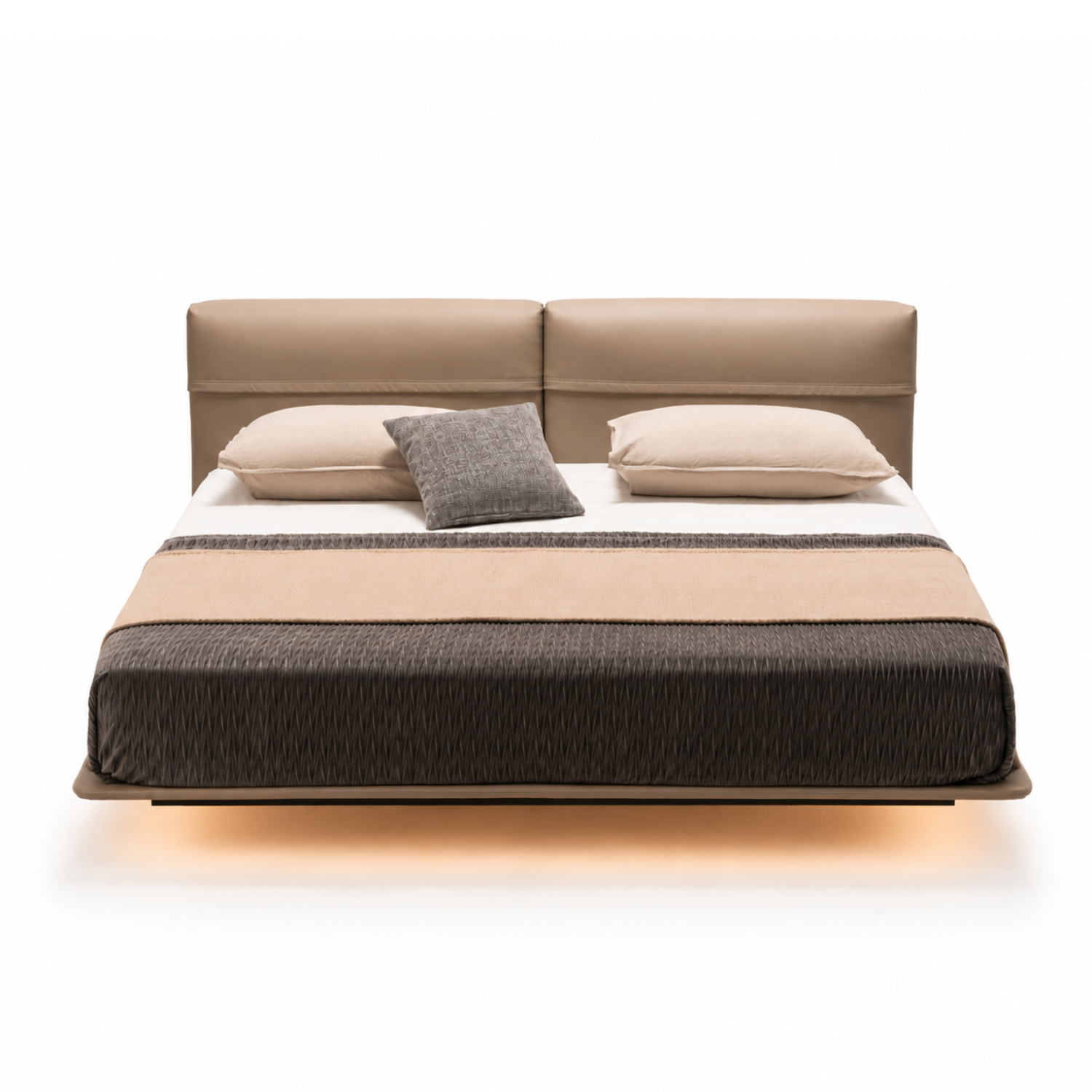床｜BED-0003｜全真皮 / 透明亚克力脚 / 带灯带