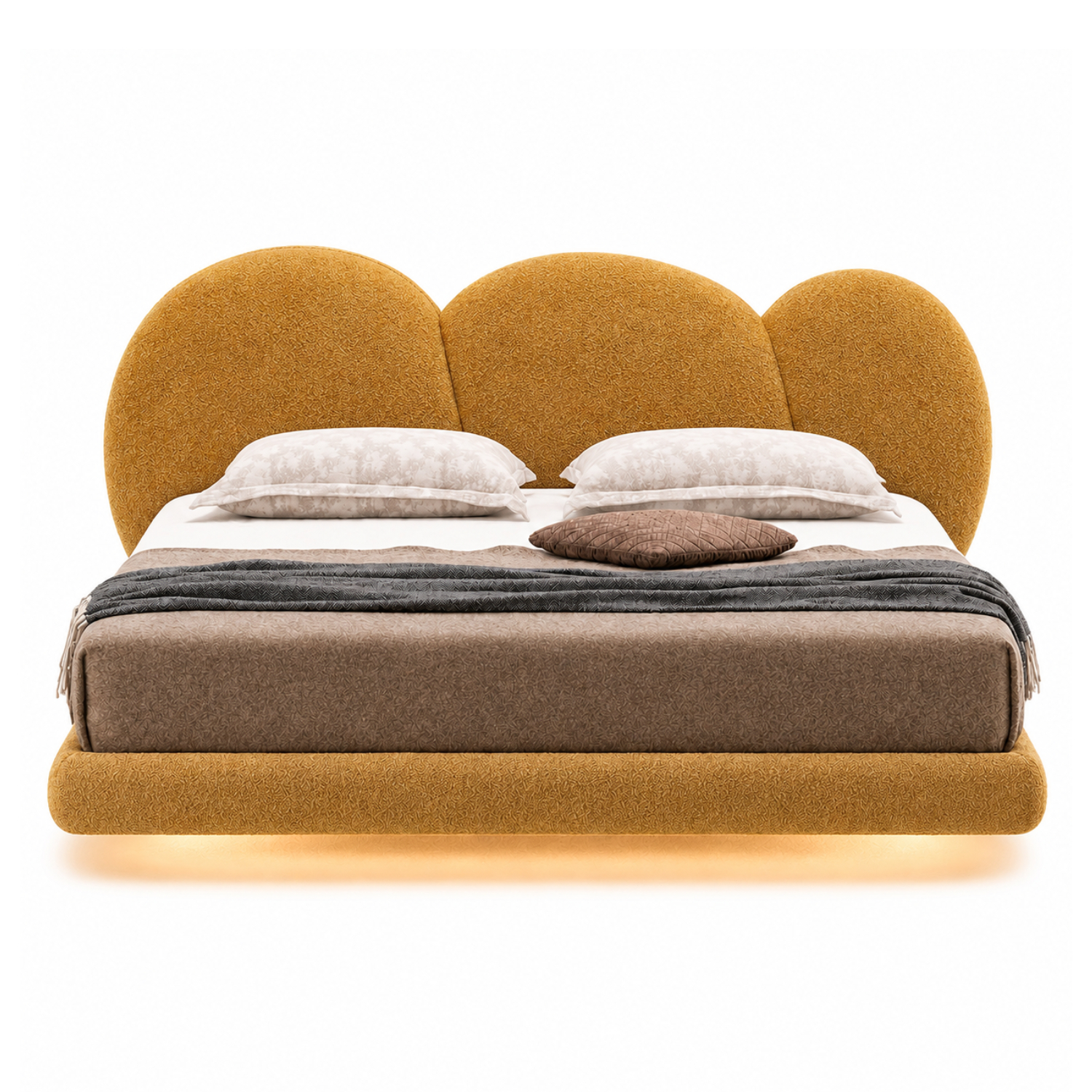 床｜BED-0002｜羊驼绒 悬浮床体 / 黑色铁脚 带灯带