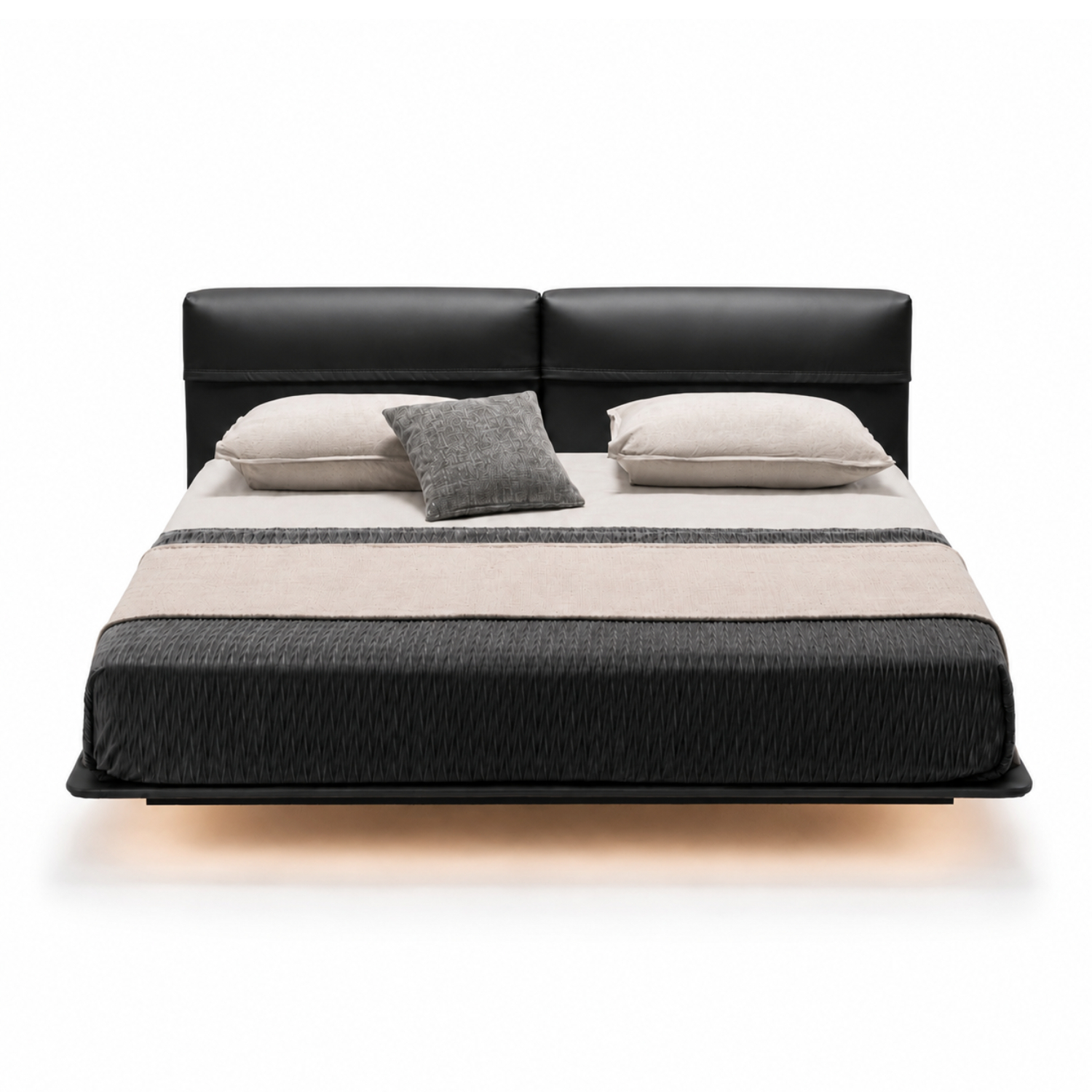床｜BED-0003｜全真皮 / 透明亚克力脚 / 带灯带