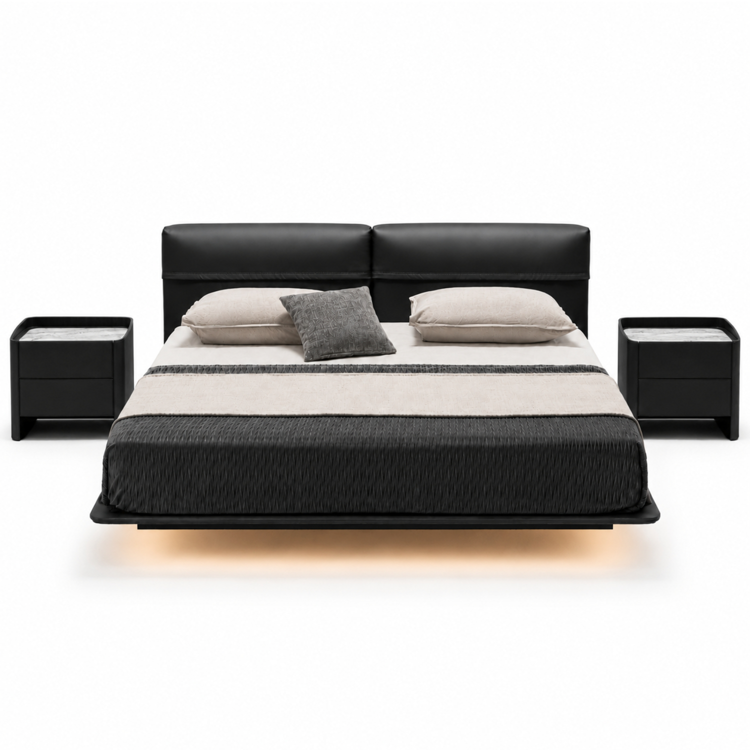 床｜BED-0003｜全真皮 / 透明亚克力脚 / 带灯带