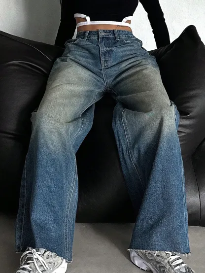 Vintage Blue Baggy Wide Leg Jeans