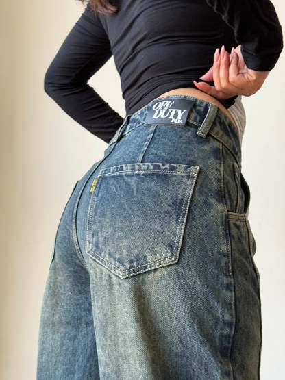 Tinted Vintage Washed Wide Leg Baggy Jeans