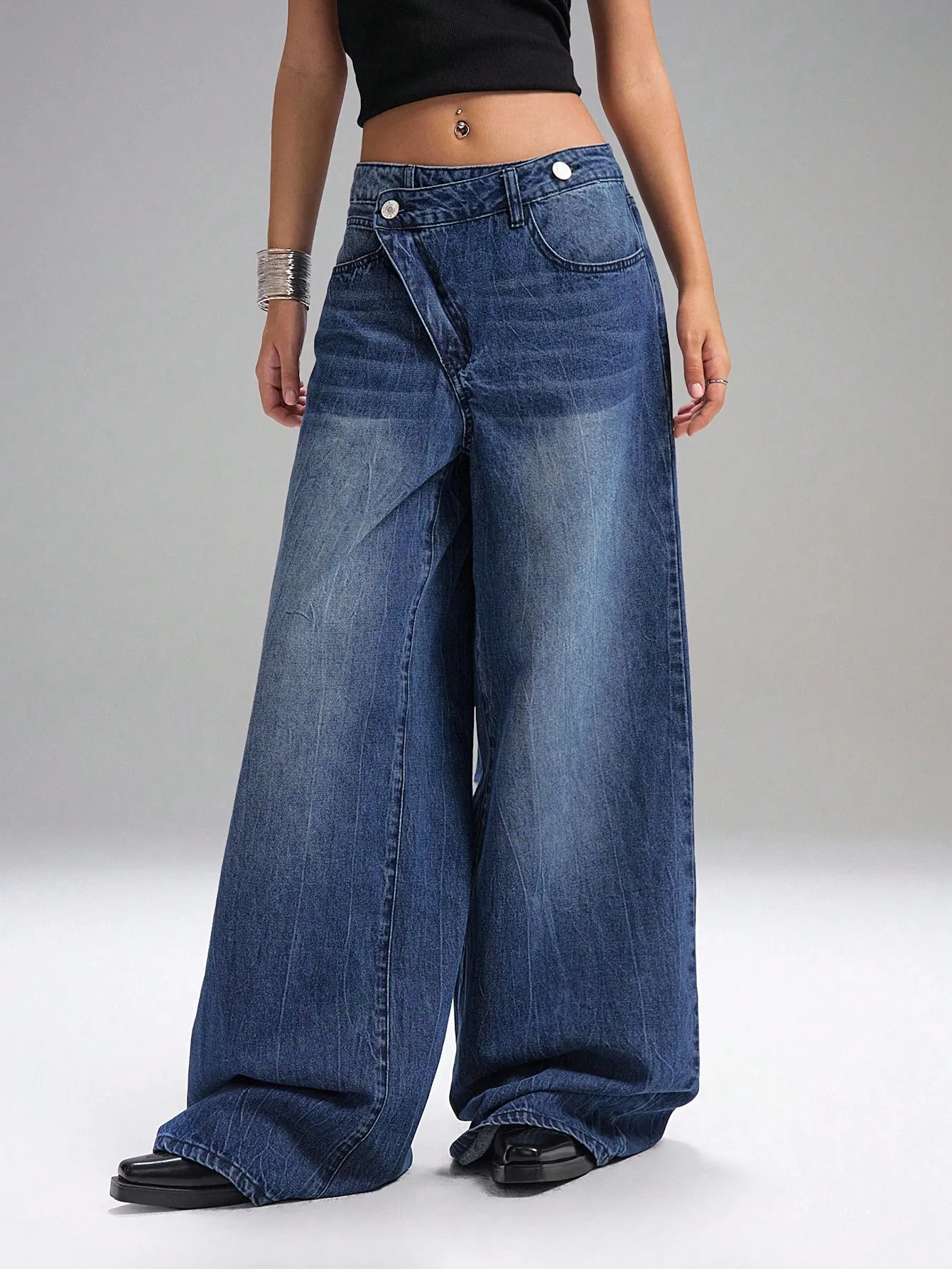 Raw Edge Extra Wide Leg Jeans
