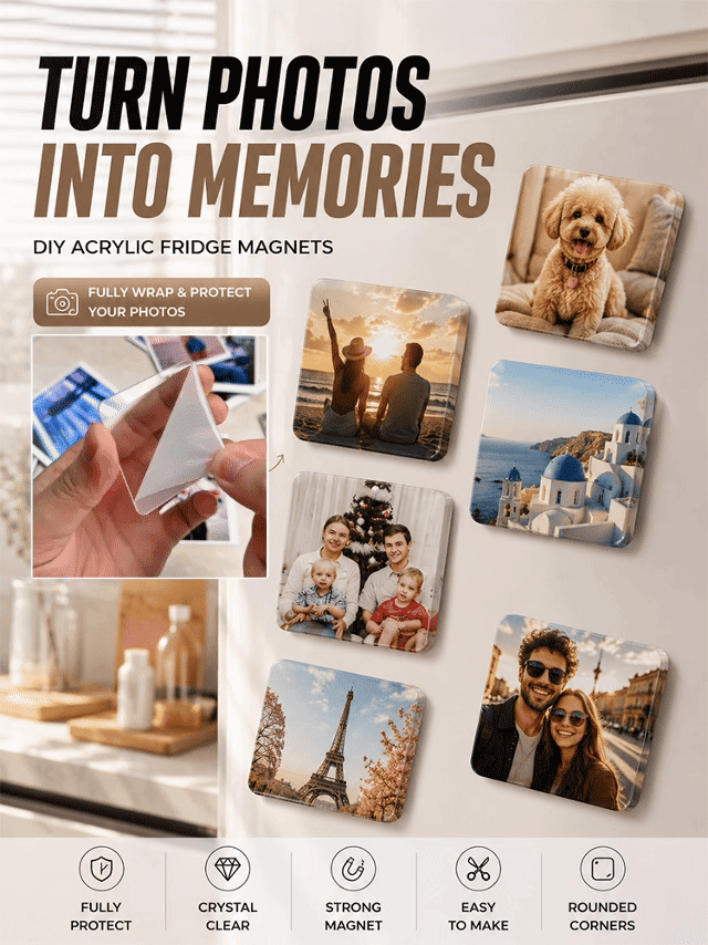 Acrylic magnetic fridge sticker DIY