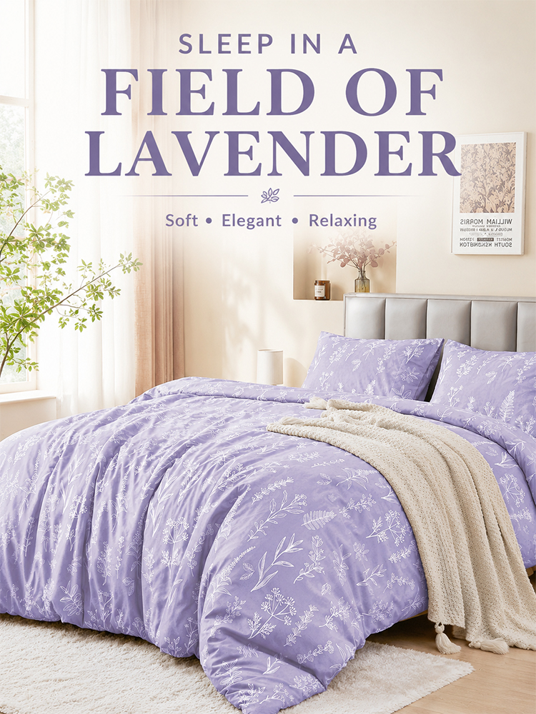 [Soft and Comfortable] Purple Pure Cotton Four-Piece Set