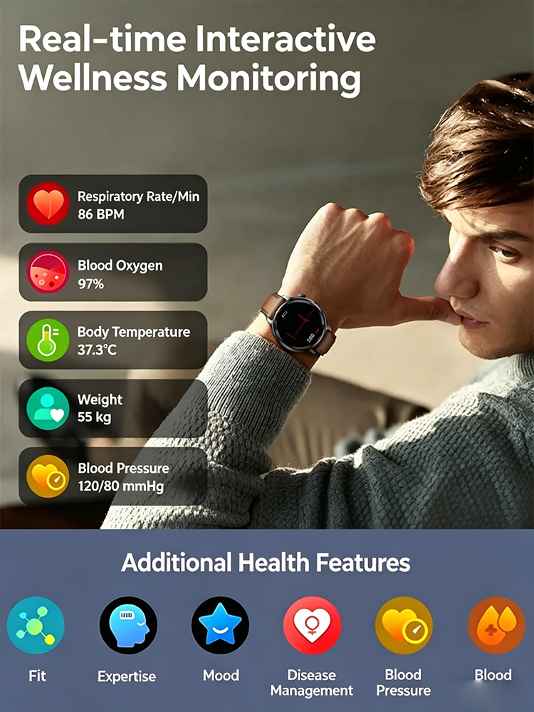 【2026 Latest Model】 Multi-functional Blood Pressure and Blood Glucose Monitoring Smart Watch