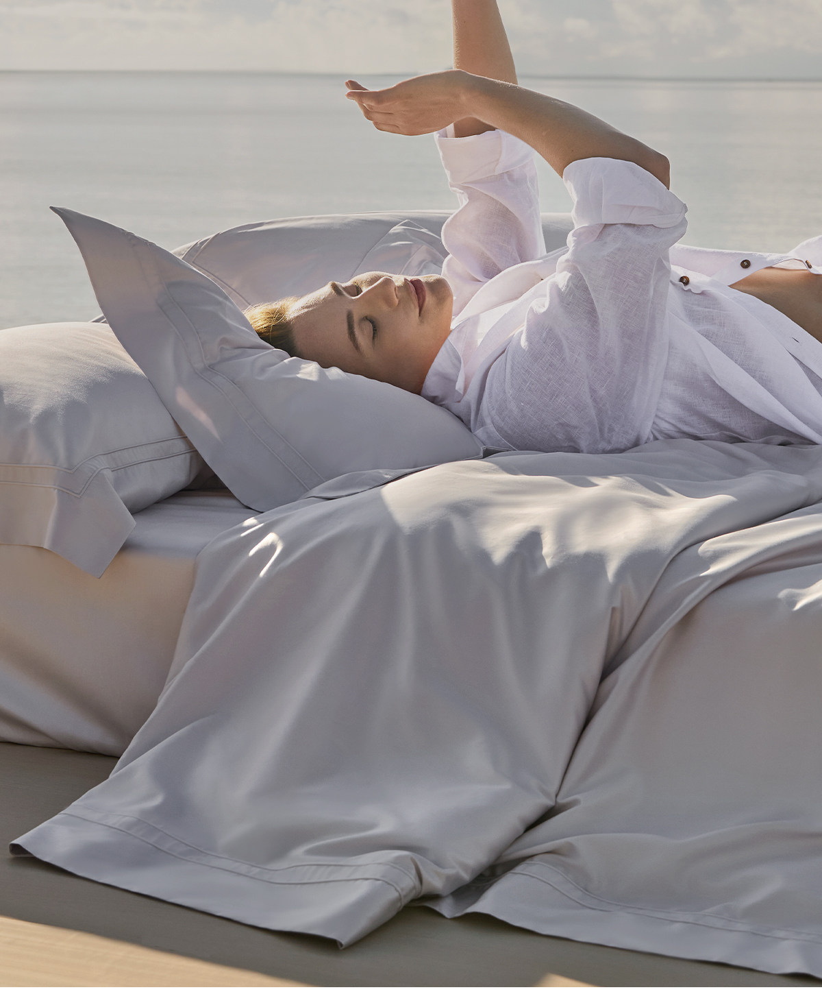 White silk bedding