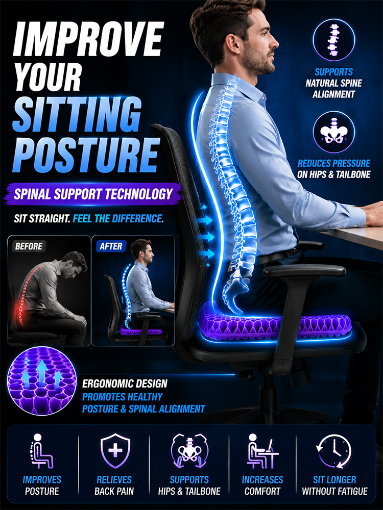 [10x Breathability] TPE Cooling Gel Seat Cushion