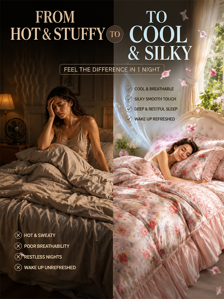 White silk bedding
