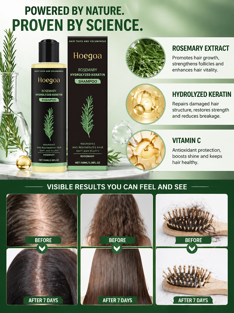 【Hair Loss Fighter - See Results in 7 Days】 Rosemary Herbal Extract Nourishing and Rejuvenating Shampoo