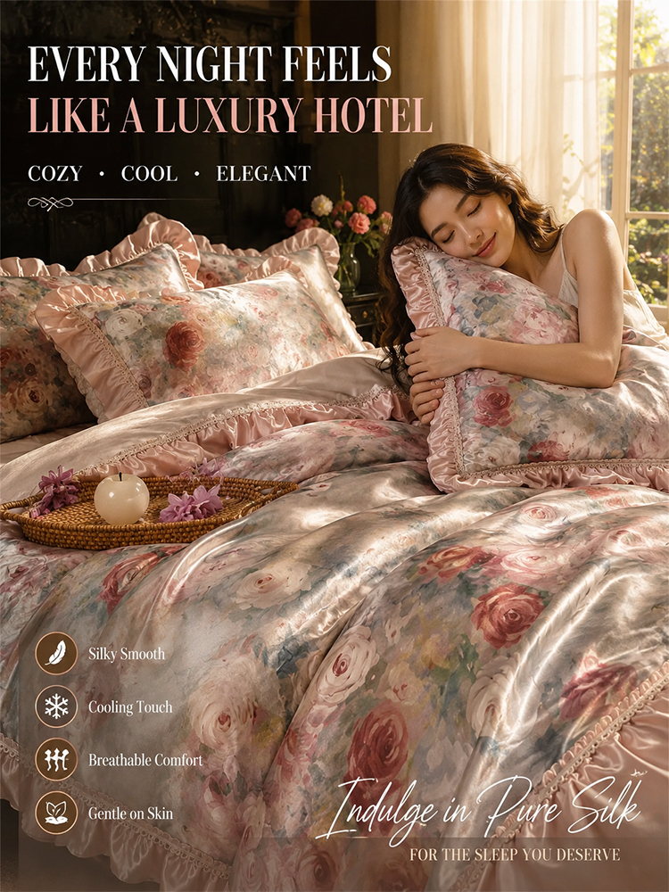 White silk bedding