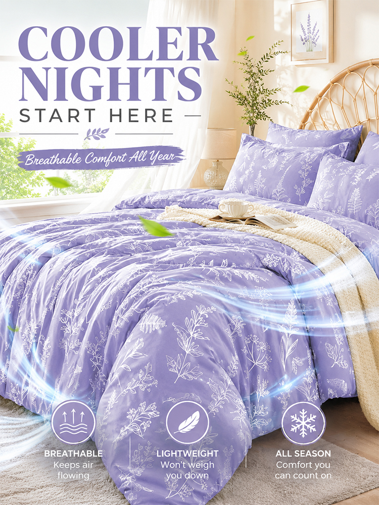 [Soft and Comfortable] Purple Pure Cotton Four-Piece Set