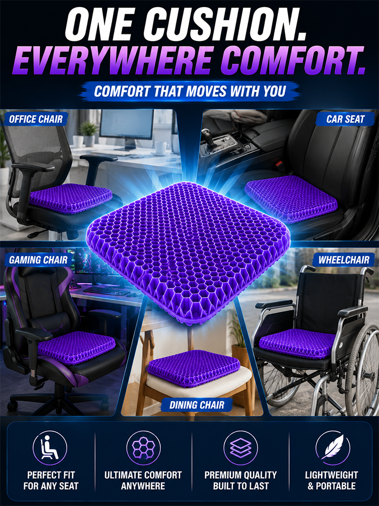 [10x Breathability] TPE Cooling Gel Seat Cushion