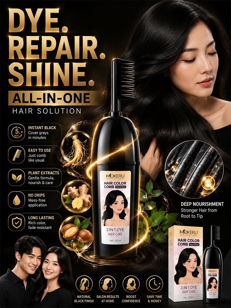 3-in-1 hair dye comb | Easy hair dyeing at home with a built-in brush