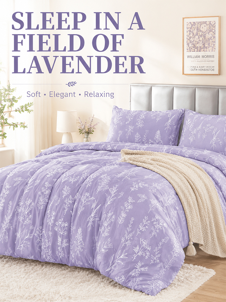 [Soft and Comfortable] Purple Pure Cotton Four-Piece Set
