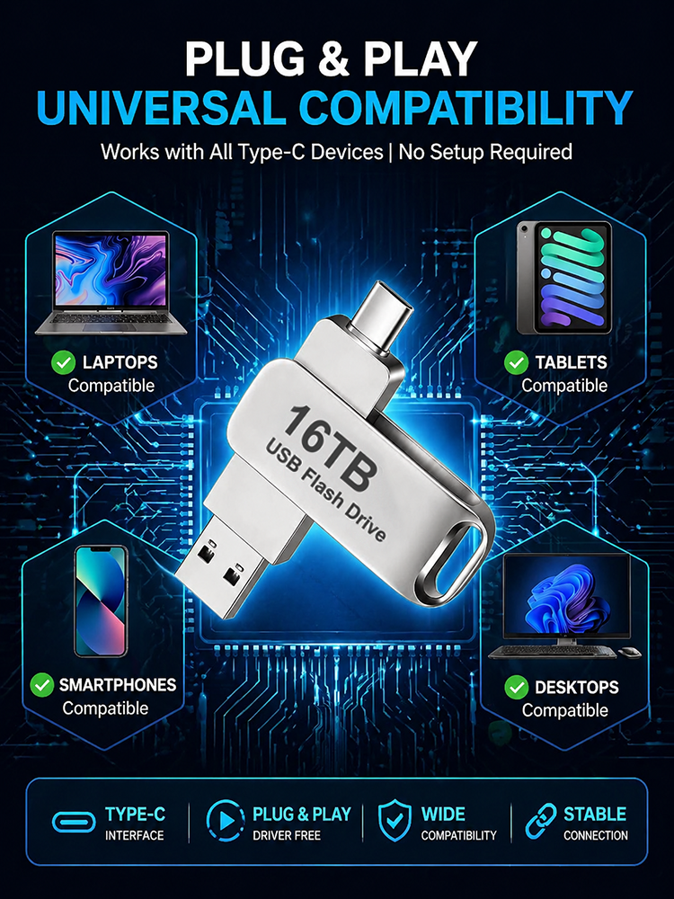 16TB Portable Secure Encryption USB Drive