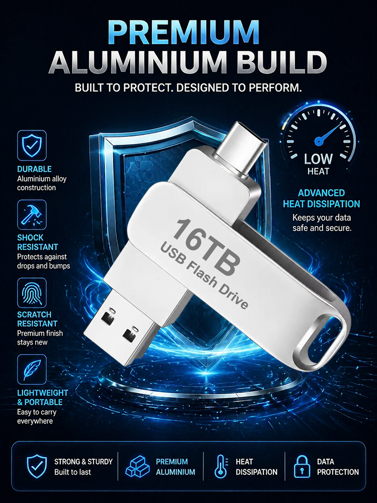 16TB Portable Secure Encryption USB Drive