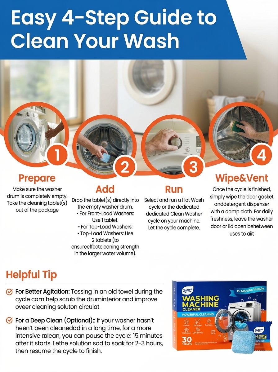 [Remove scale, kill bacteria and mold] Washing machine cleaning tablet