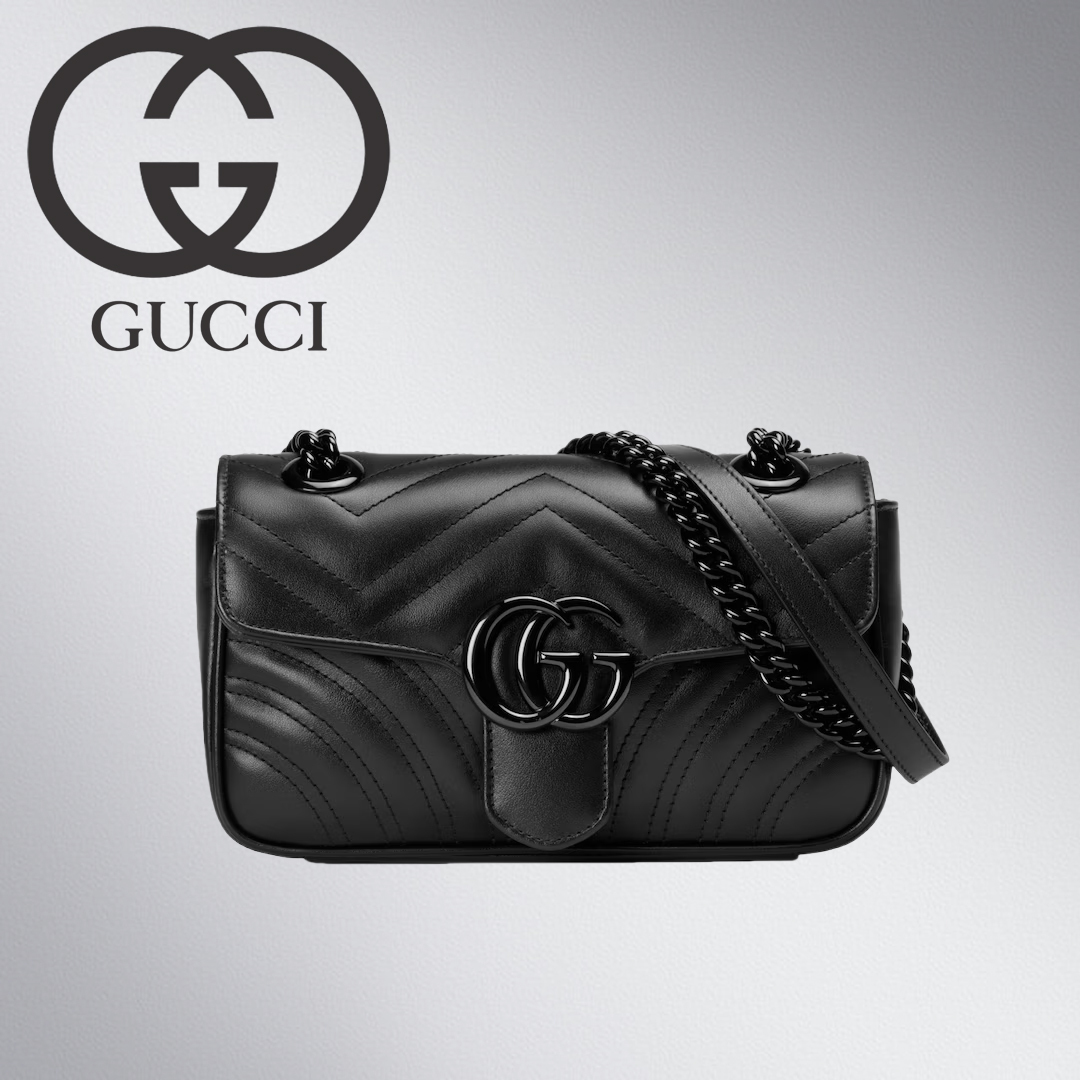 《注目★》Gucci GGマーモント スモールショルダーバッグ 黒／黒