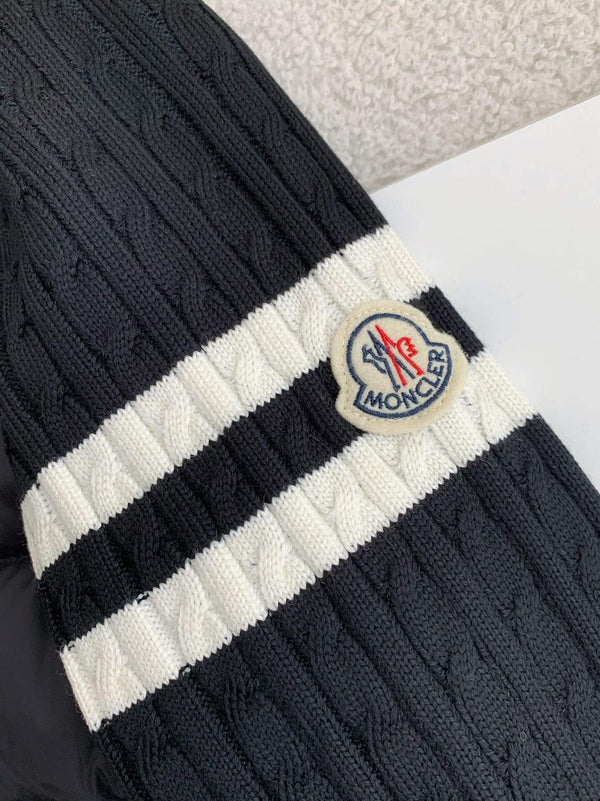 Moncler Padded Wool Zip-Up Cardigan Black/Dark Gray モンクレール パッド入りウール ジップアップ カーディガン ブラック/ダークグレー