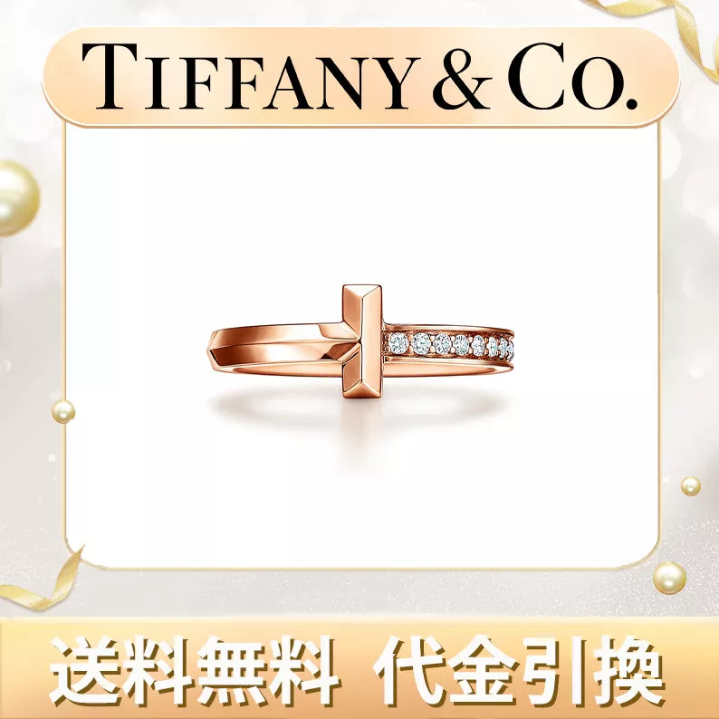 【tiffany】人気♪ T ワン リング，にダイヤモンドをセッティング、2.5mm