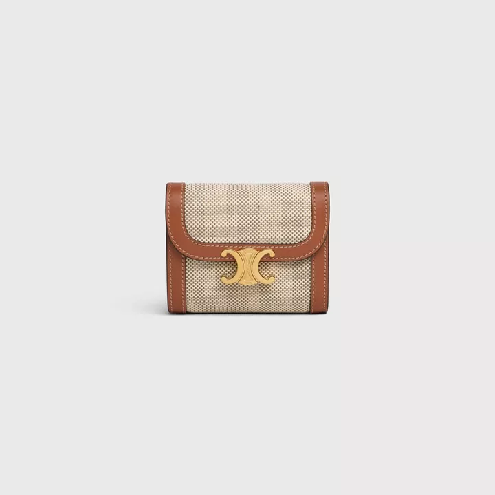 テキスタイル＆ナチュラルカーフスキン コンパクト財布 / CELINE