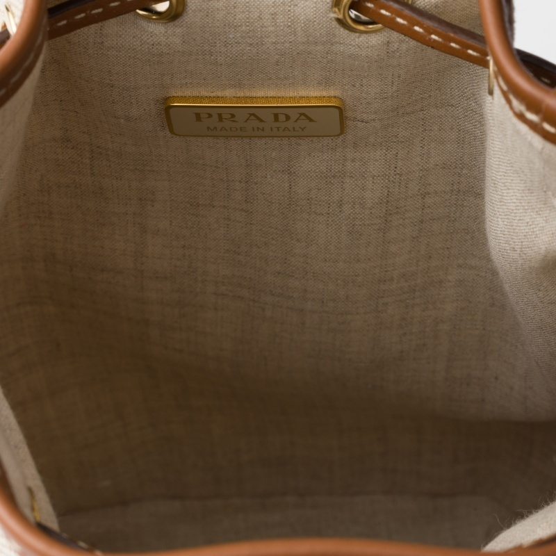 大人気 PRADA◆キャンバス レザー 巾着ポーチ リストレット付き