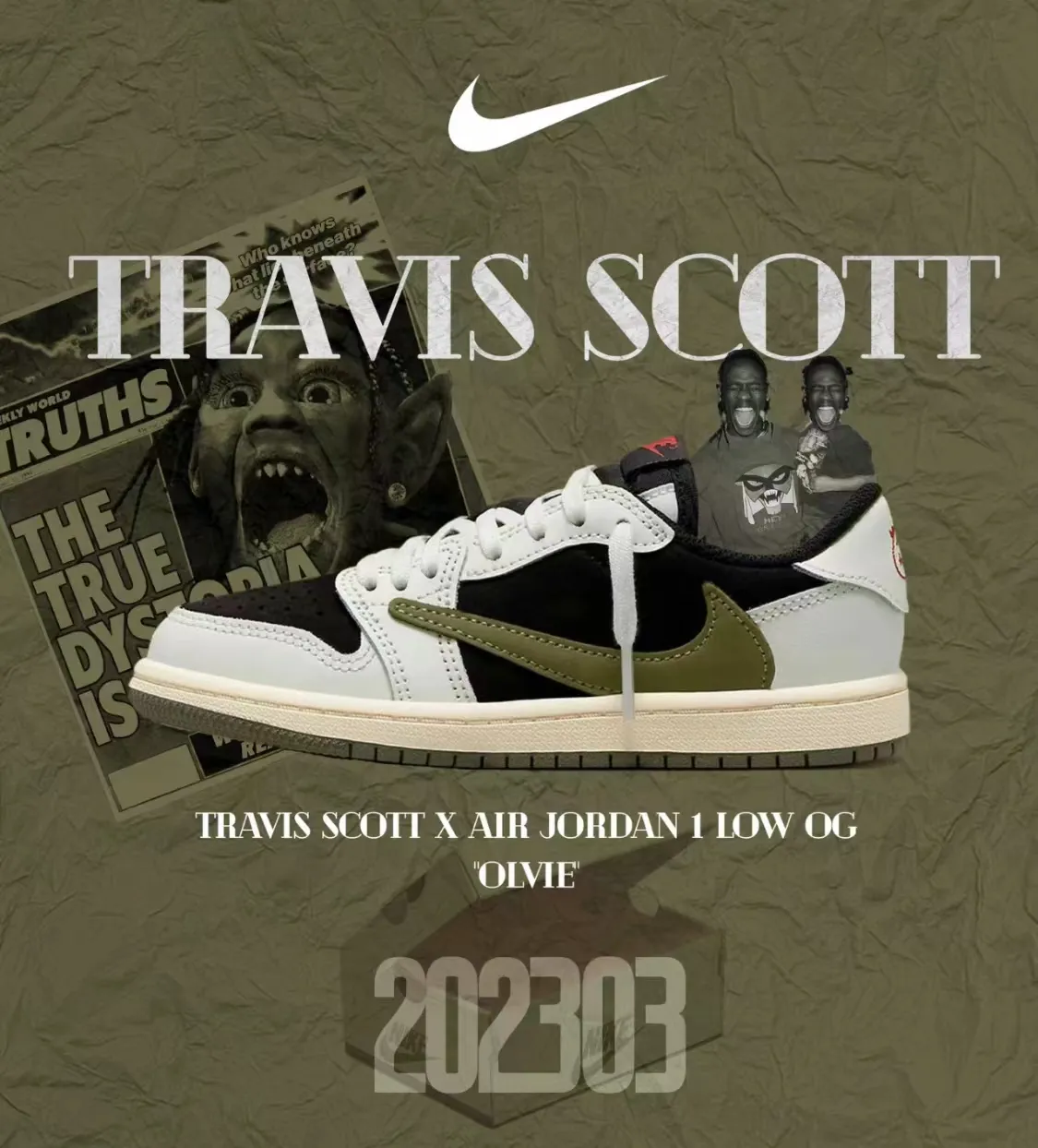 TRAVIS SCOTT X AIR JORDAN 1 LOW OG OLIVE DZ4137-106