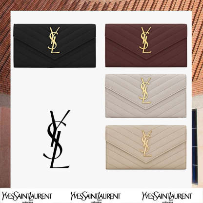 大きな文字のロゴがエンボス加工革財布をきめ