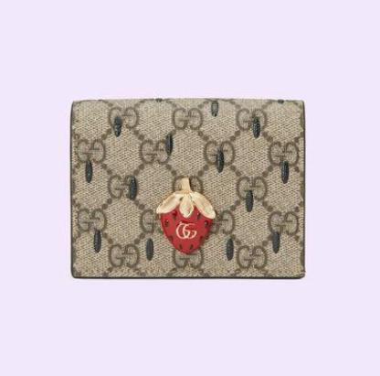 新作【GUCCI】ダブルG ストロベリー カードケース ウォレット