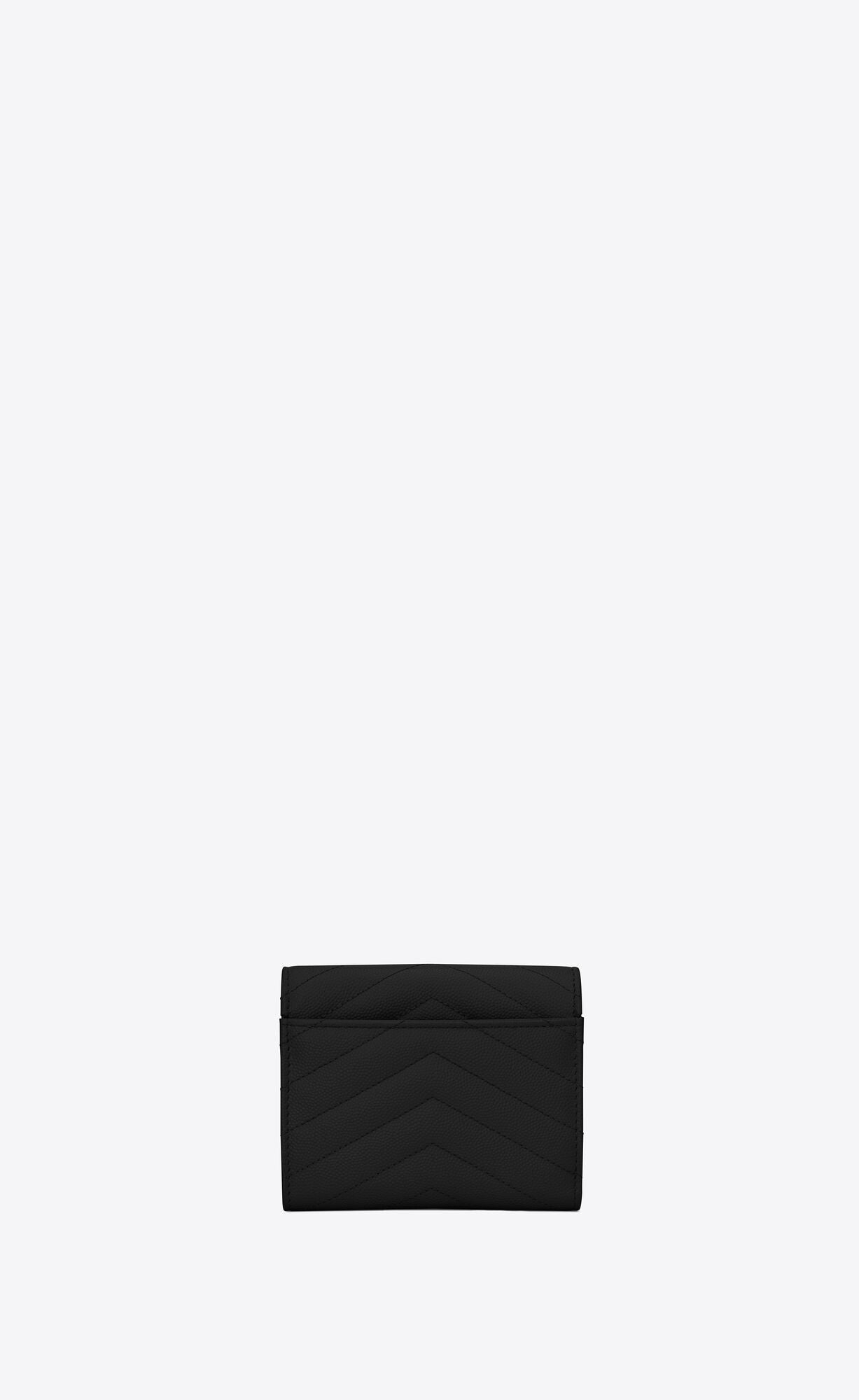 MONOGRAMブラックキルトレザー短い三つ折り財布をテクスチャ