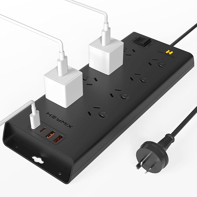HEYMIX 65W USB PD Fast Charging Power Strip, 8 AC Outlets, Australian Standard Extension Board / Power Board / Extension Cord-auboard