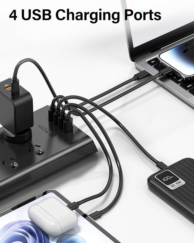 HEYMIX 24W 4.8A Power Strip, 8 AC Outlets, Australian Standard Extension Board / Power Board / Extension Cord with 4 USB Charging Ports-auboard