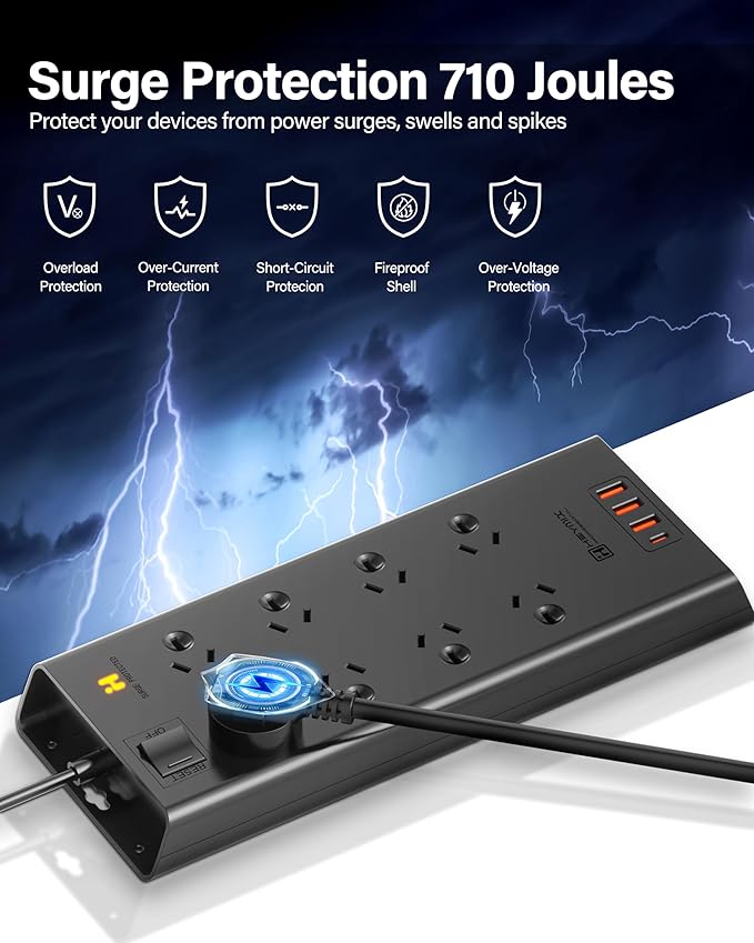 HEYMIX 45W USB PD Fast Charging Power Strip, 8 AC Outlets, Australian Standard Extension Board / Power Board / Extension Cord with 3A1C Charging Ports-auboard