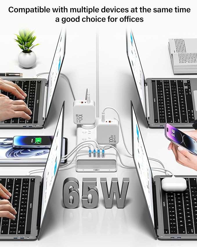 HEYMIX 65W USB PD Fast Charging Power Strip, 8 AC Outlets, Australian Standard Extension Board / Power Board / Extension Cord-auboard