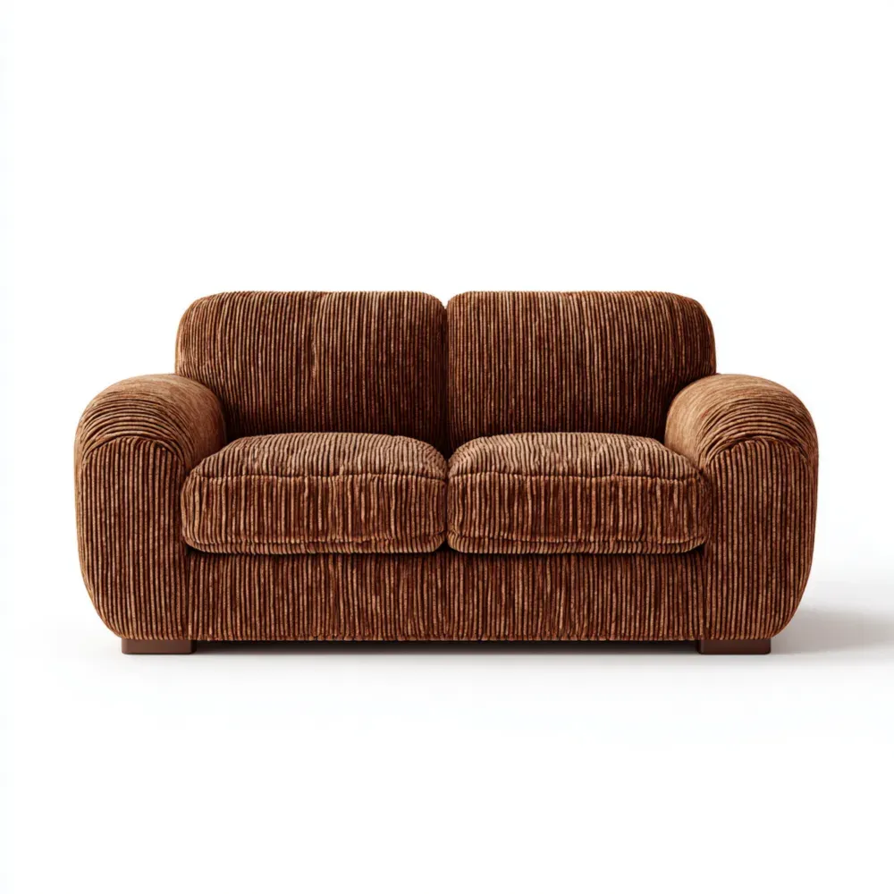 2人掛けソファ コーデュロイ 150x80x85cm ブラウン モダンデザイン