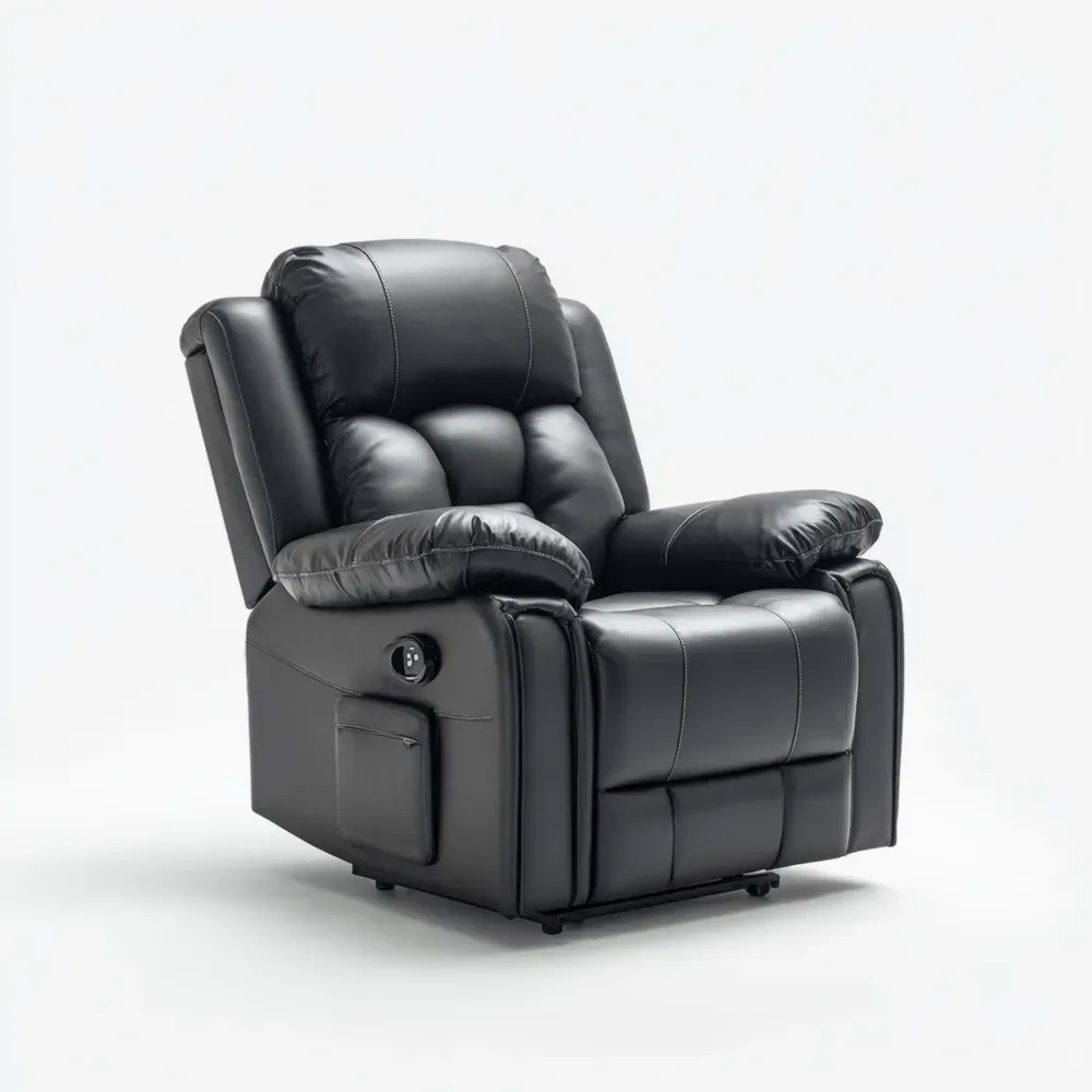 リクライニングチェア 合成革 102x94x96 cm - ブラック - 快適なリラクゼーション用