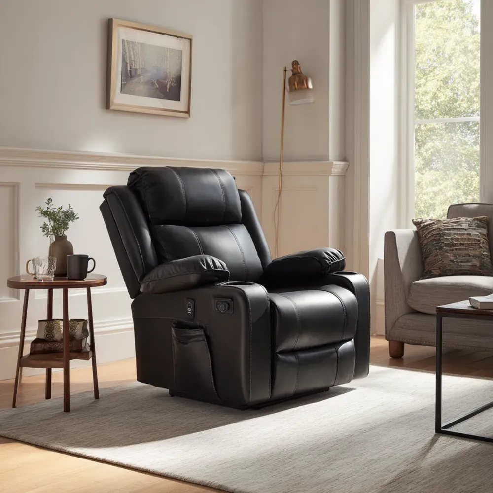 リクライニングチェア 合成革 ブラック 80x90x100 cm ホームリビング用