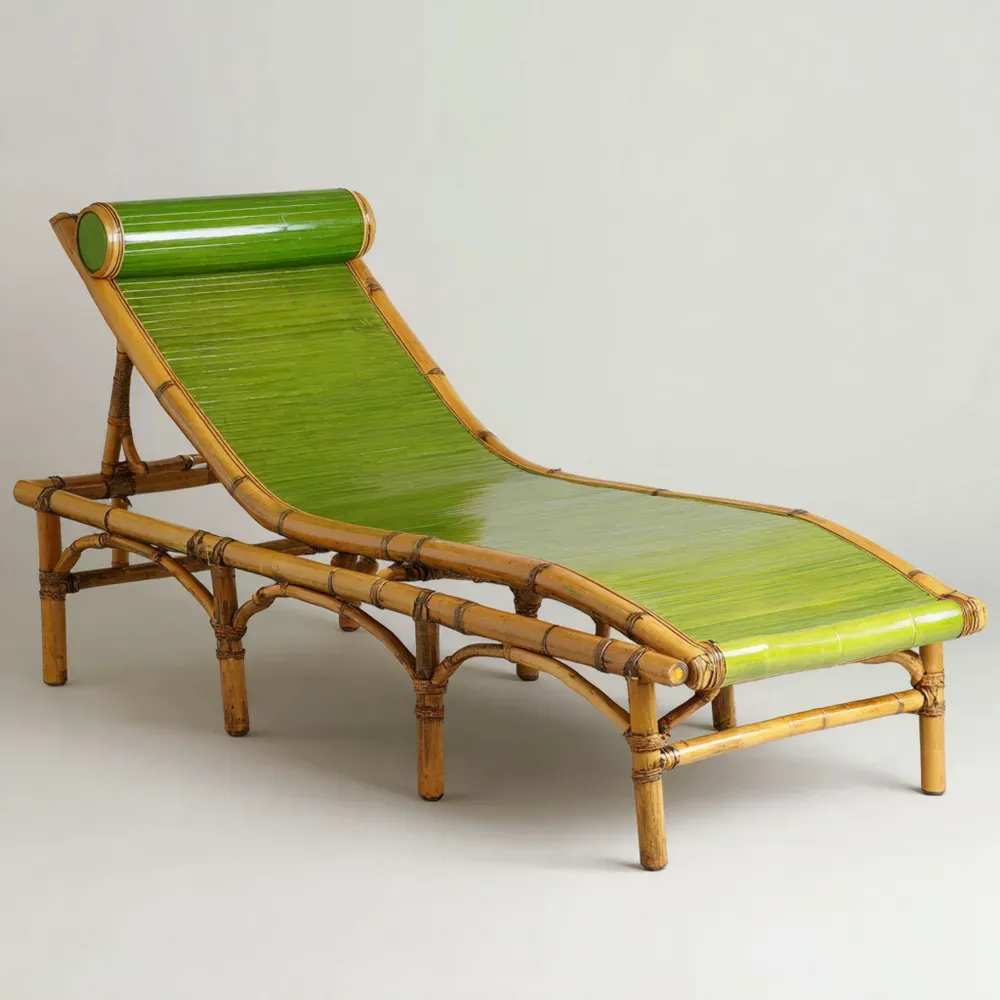 リクライニングチェア バンブー製 180x60x30 cm – グリーン
