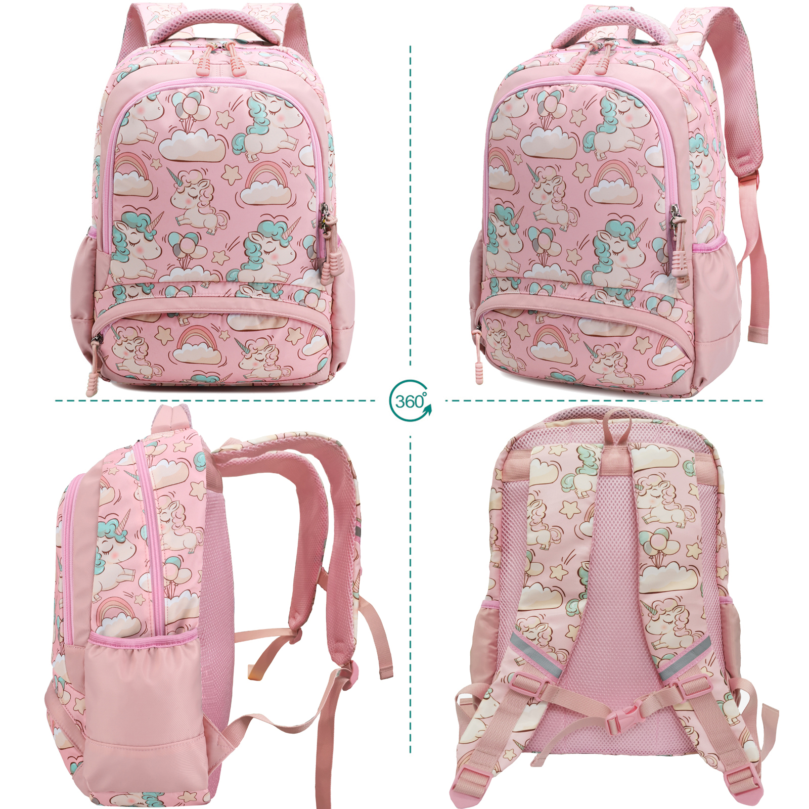 Girls Unicorn Backpack Set U-01-Pink