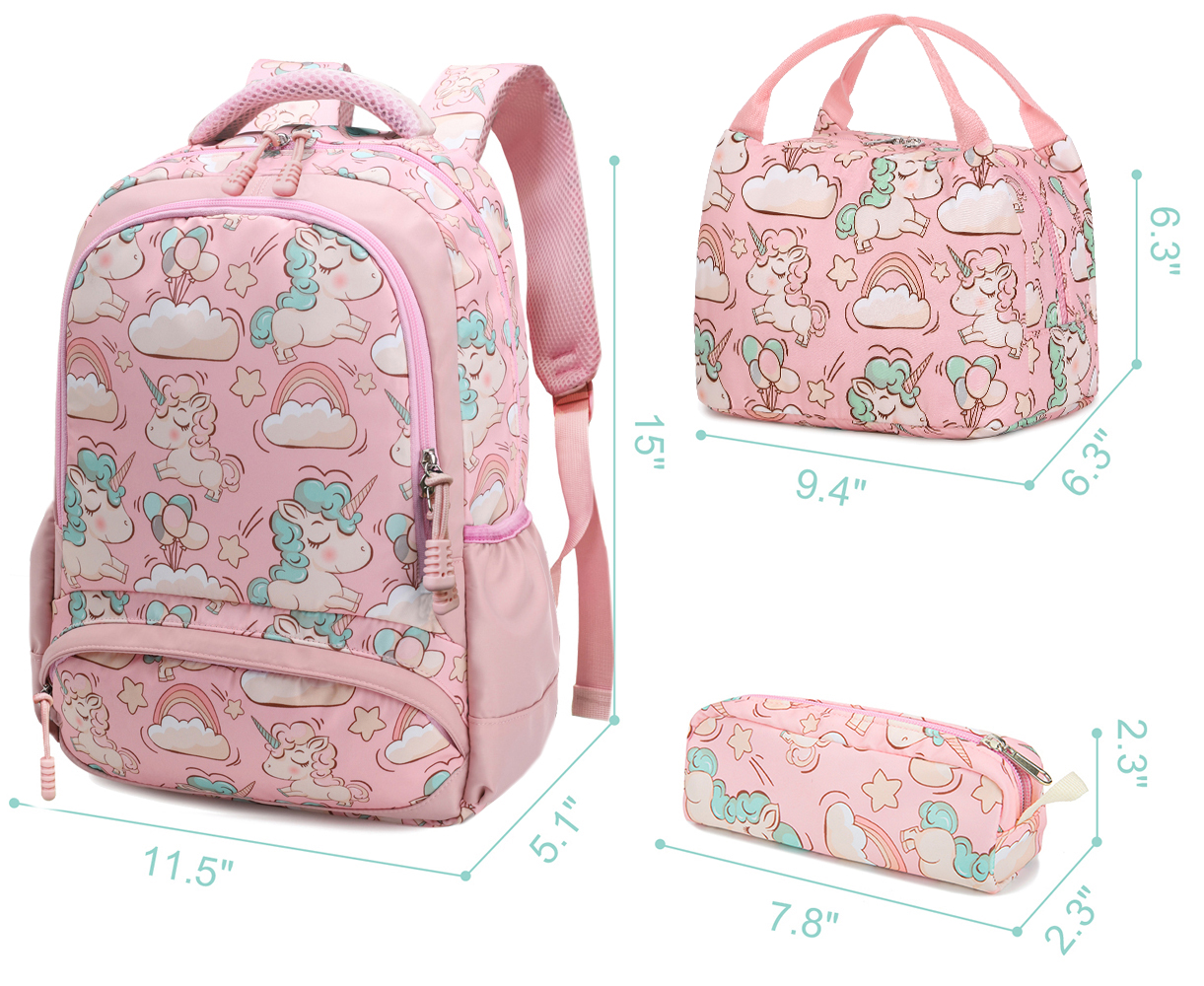 Girls Unicorn Backpack Set U-01-Pink