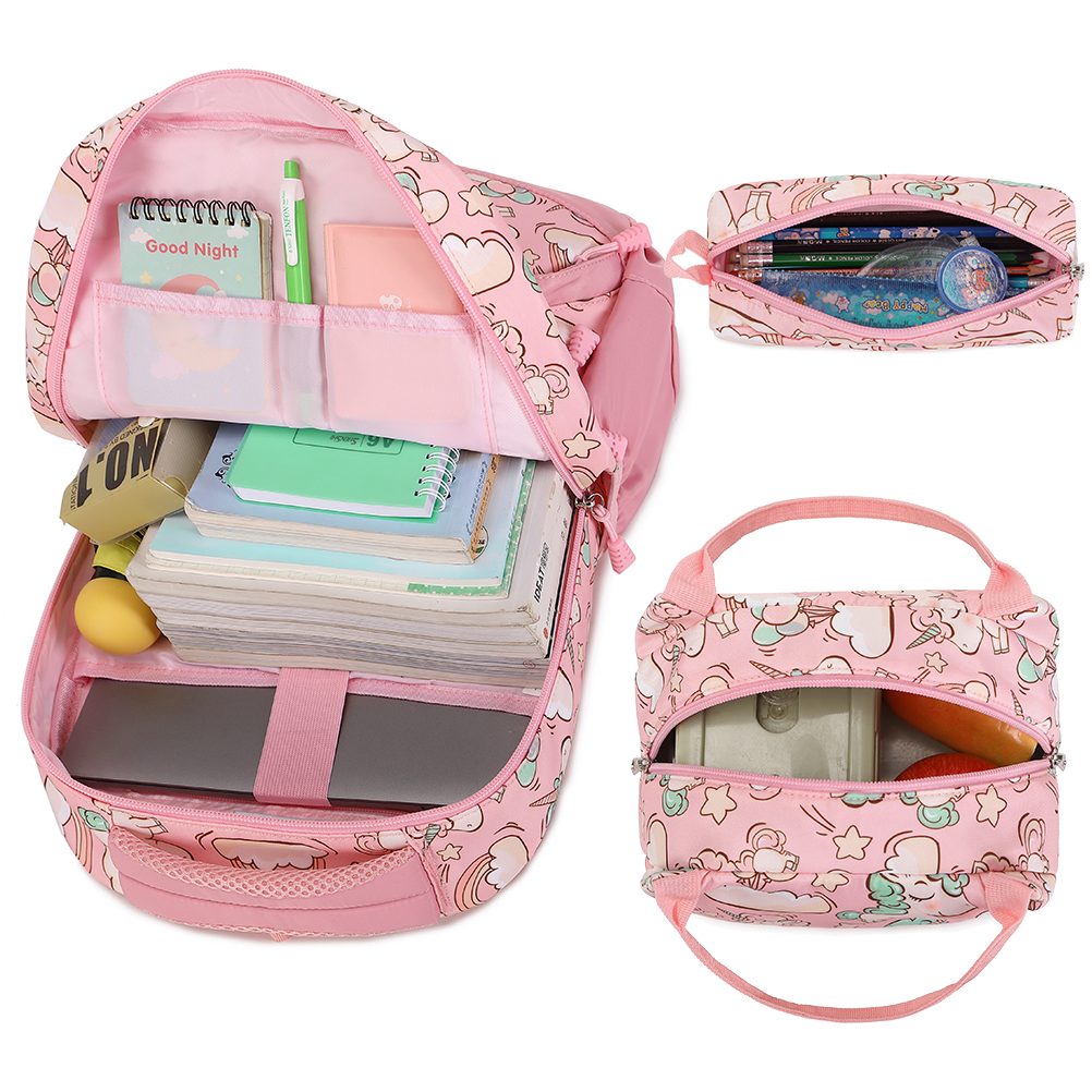 Girls Unicorn Backpack Set U-01-Pink
