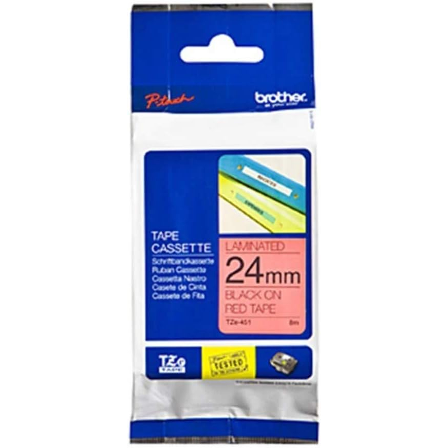 [ORIGINAL] Brother P Touch TZe Labels Black on Red TZe-421 TZe-431 TZe-435 TZe-441 TZe-451 9mm 12mm 18mm 24mm