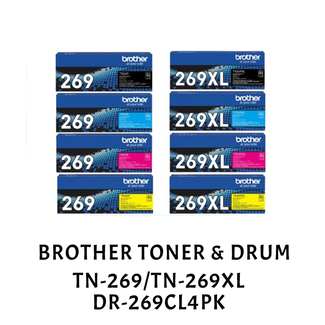 [ORIGINAL] Brother Toner Cartridge TN-269XL Black Cyan Magenta Yellow & Drum DR-269CL