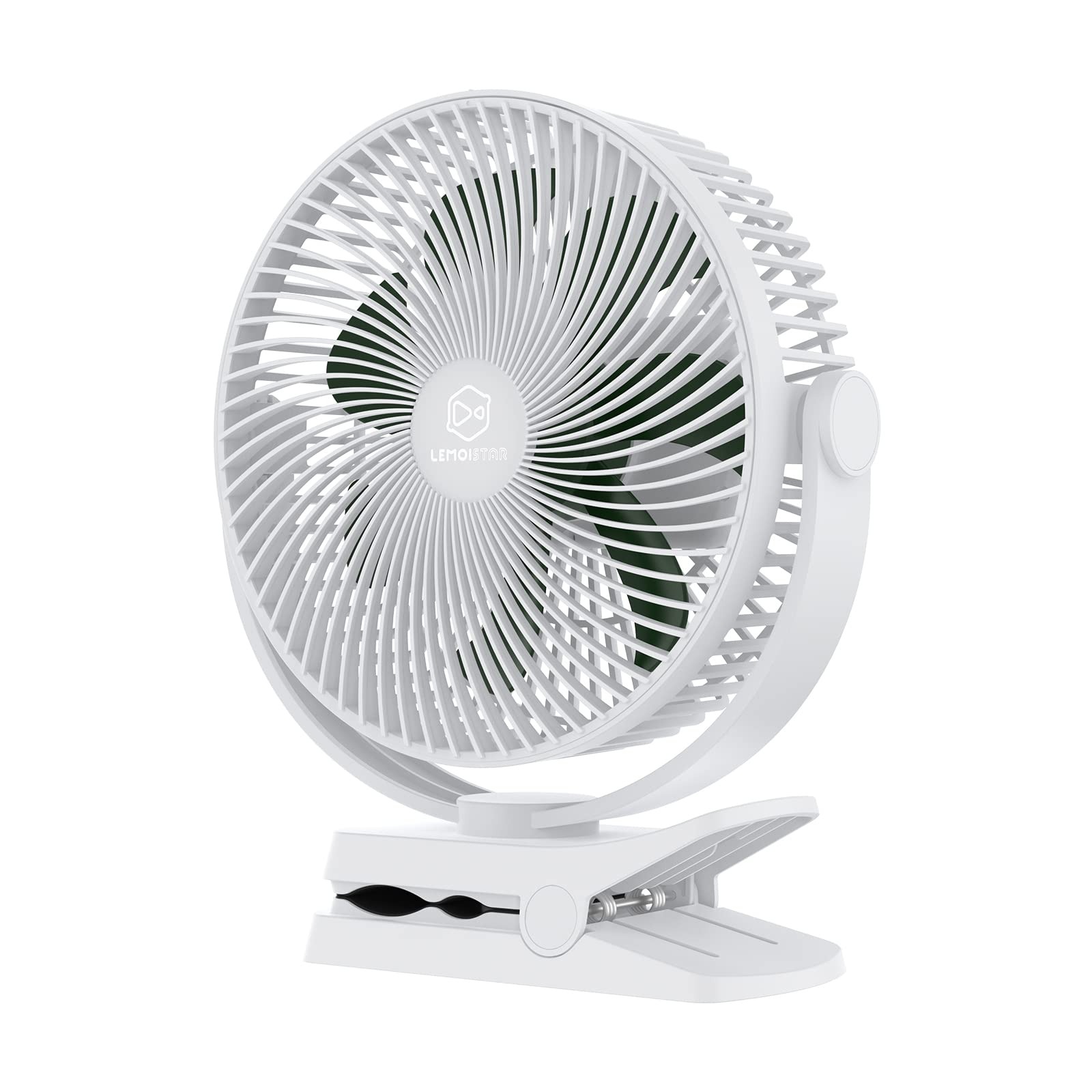 LEMOISTAR 10000 mAh Battery Operated Clip on Fan, 4 Powerful Wind Speeds, 8 Inch, Max 38 Hrs, Rechargeable, USB Powered Stroller Fans, Quiet, Portable Personal Fan.
