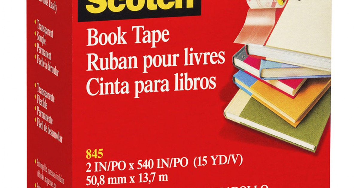 Scotch 845 Book Tape, 2 Inches x 15 Yards, Crystal Clear