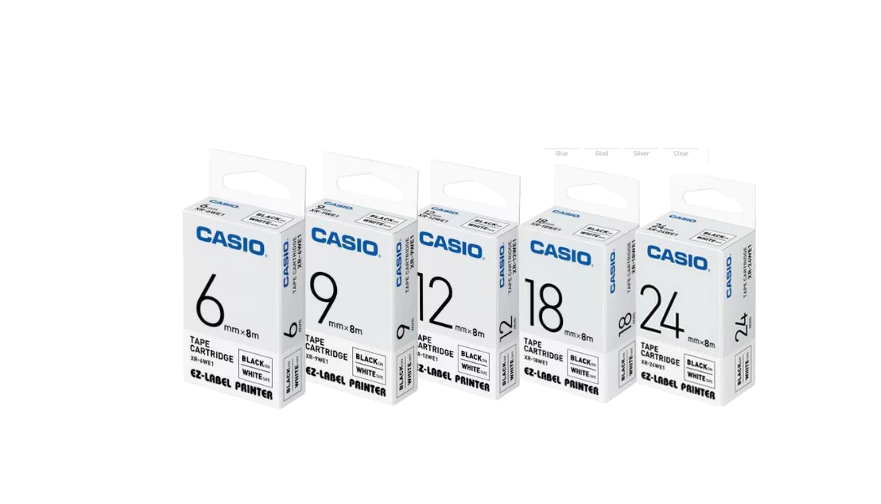 [ORIGINAL]  Casio EZ Label Printer Label Tape 6mm 9mm 12mm 18mm 24mm , Black on Green / White / Red / Clear / Yellow / Blue