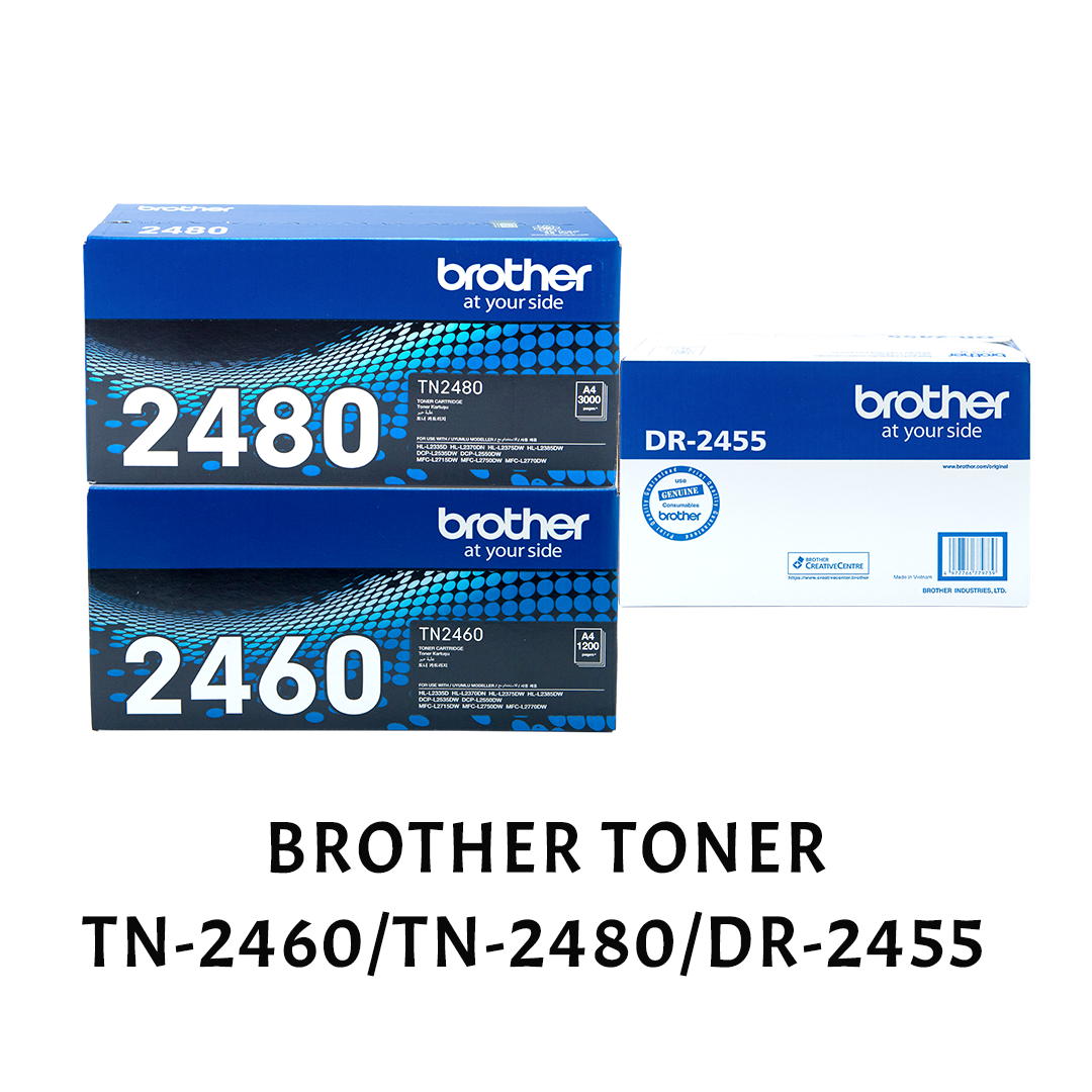[Original] Brother Toner Cartridge TN-2460 & TN-2480 & Drum DR-2455