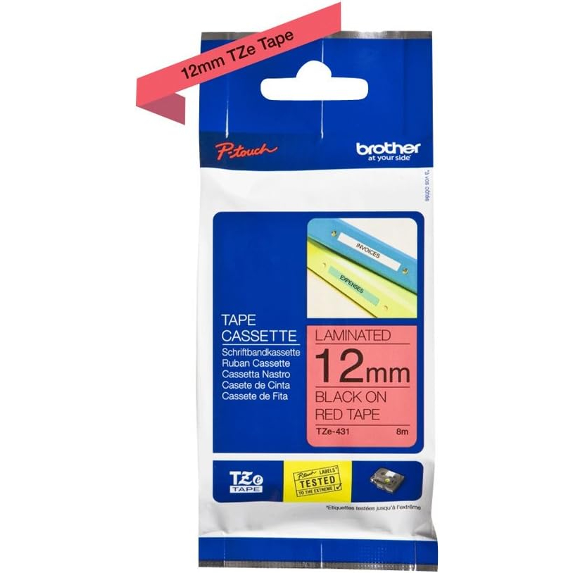 [ORIGINAL] Brother P Touch TZe Labels Black on Red TZe-421 TZe-431 TZe-435 TZe-441 TZe-451 9mm 12mm 18mm 24mm